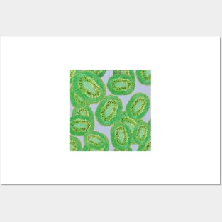 Tropical Kiwi Fruit Abstract Pattern_blue Posters and Art